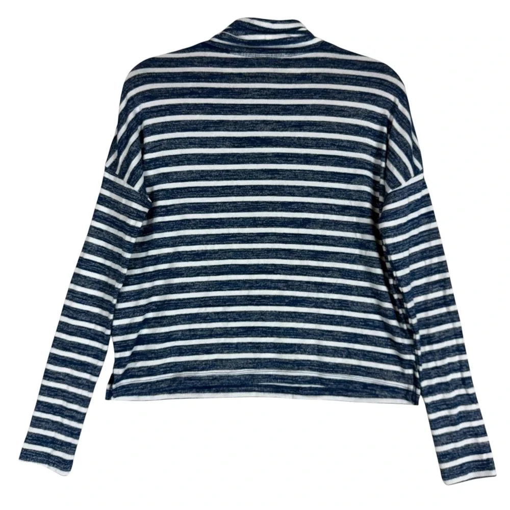 Banana Republic Sweater Womens XS Blue White Stripe Cowl Neck Knit Pullover